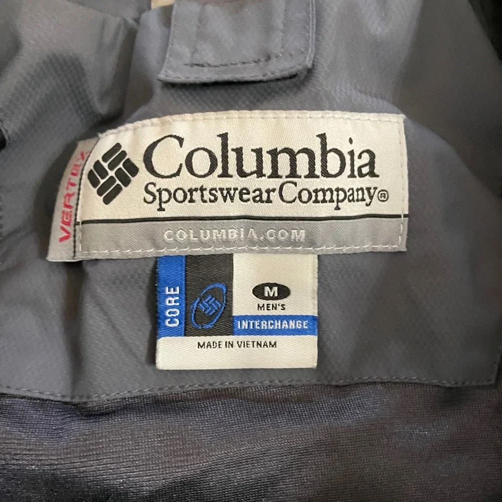 Columbia Vertex Interchange Jacket‎ Mens Medium Black Gray Hooded Shell Coat